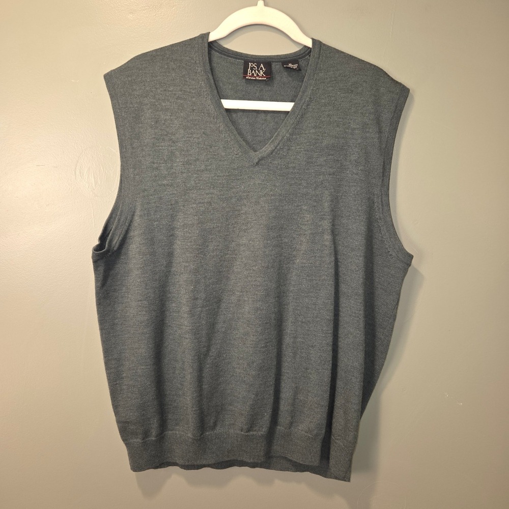 Jos. A. Bank Men's 100% Merino Wool V-Neck Sweater Vest Size XL Green